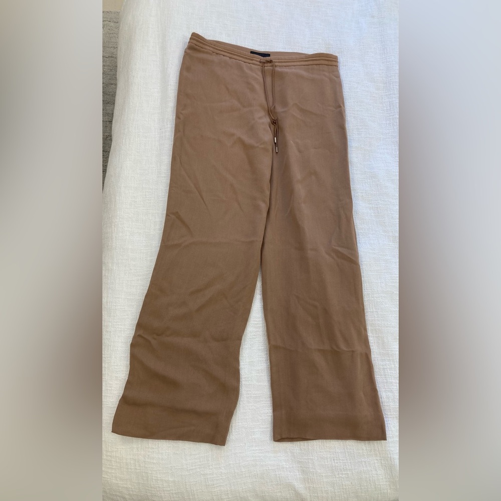 The Row taupe silk drawstring pants
